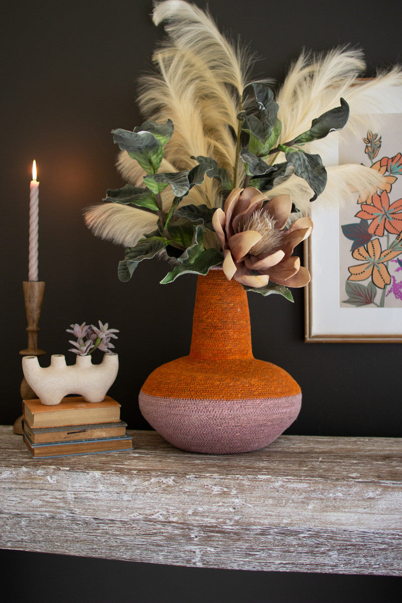 Seagrass Orange and Pink Bulb Basket