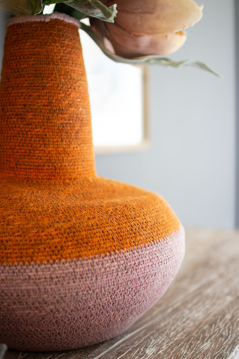 Seagrass Orange and Pink Bulb Basket
