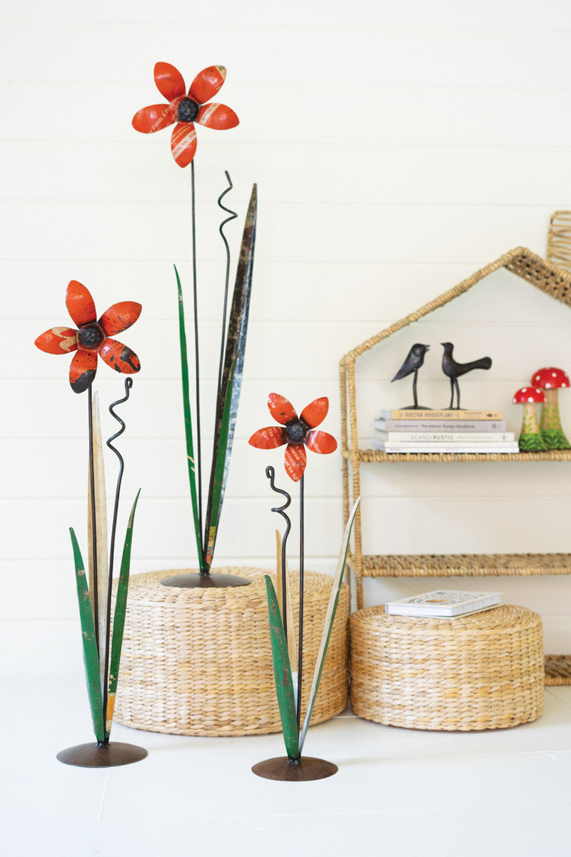 Set of 3 Recycled Iron Flowers