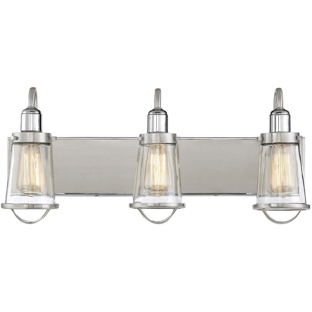 Lansing 3 Light 24" Satin Nickel / Polished Nickel Accents Bath Light Wall Light