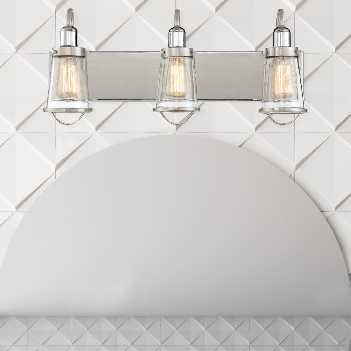 Lansing 3 Light 24" Satin Nickel / Polished Nickel Accents Bath Light Wall Light