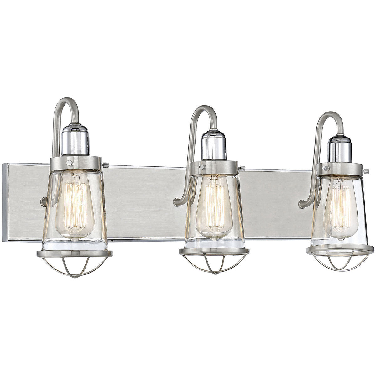 Lansing 3 Light 24" Satin Nickel / Polished Nickel Accents Bath Light Wall Light