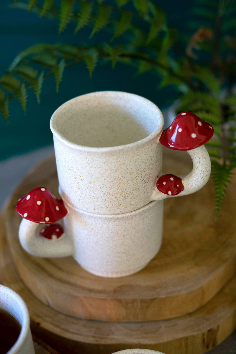 Ceramic Mushroom Mug Set of 4