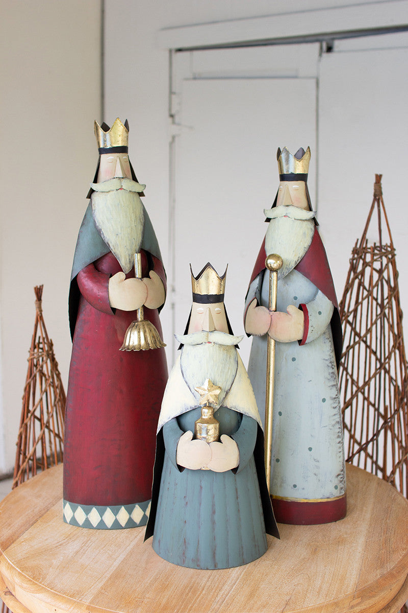 Painted Metal Kings Set of 3