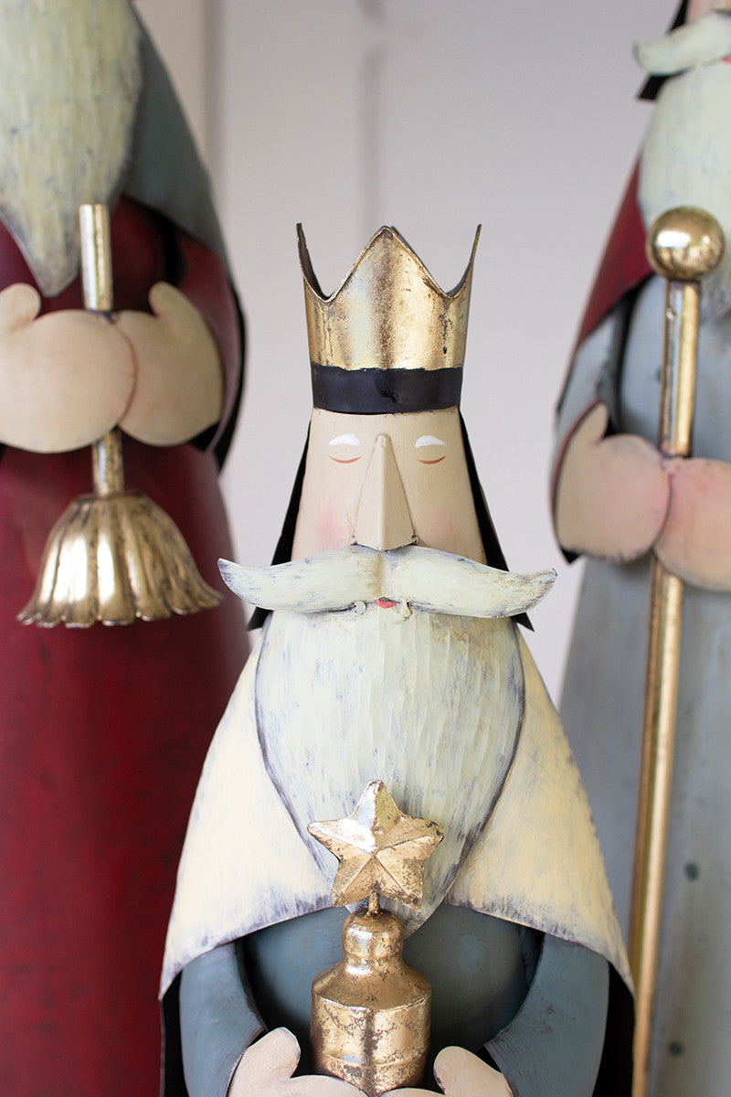 Painted Metal Kings Set of 3