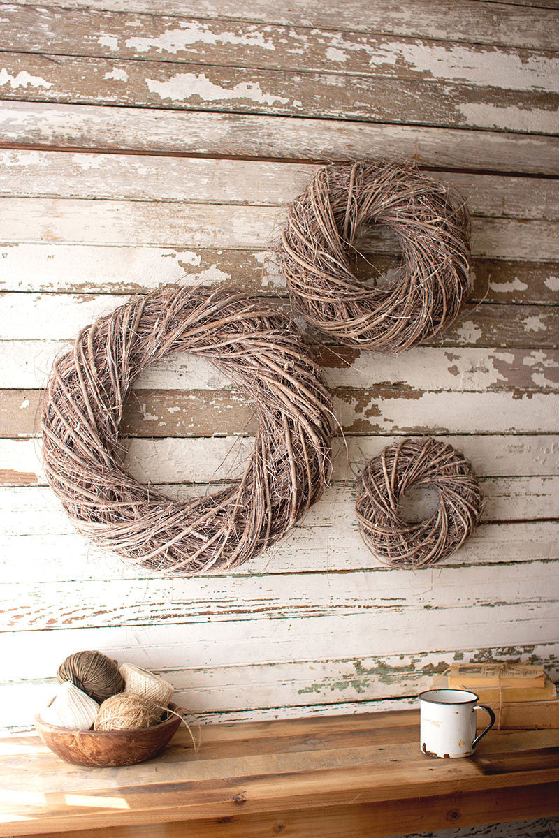 Vine Christmas Wreaths Set of 3 Grey