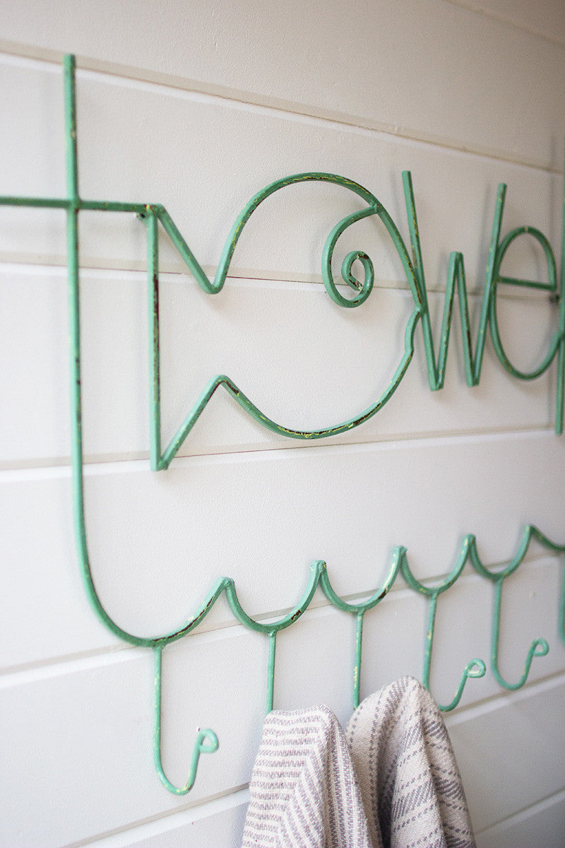 Turquoise Metal Fish Shaped Towel Rack