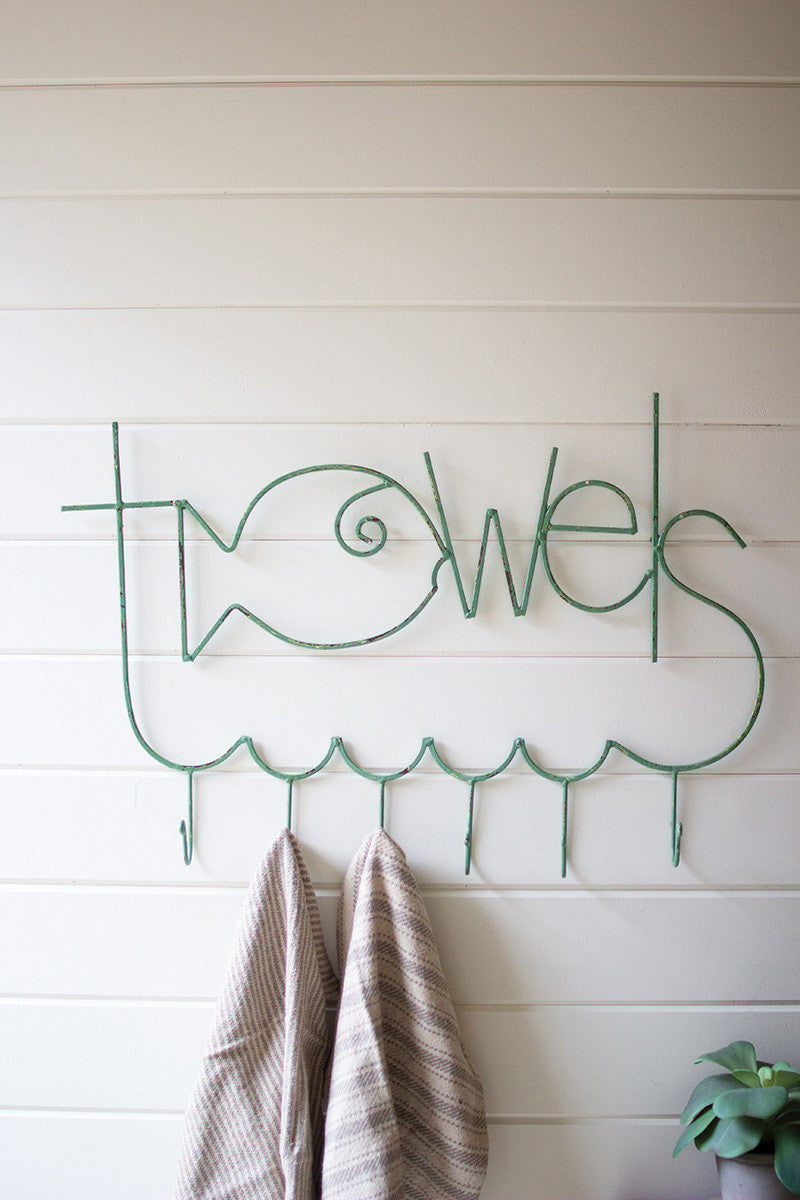 Turquoise Metal Fish Shaped Towel Rack