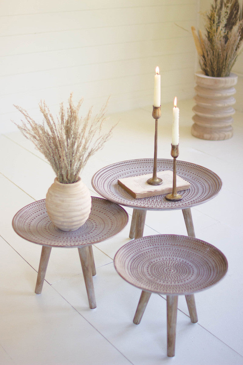 Set of 3 Wooden Compotes