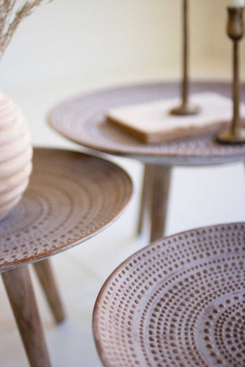 Set of 3 Wooden Compotes