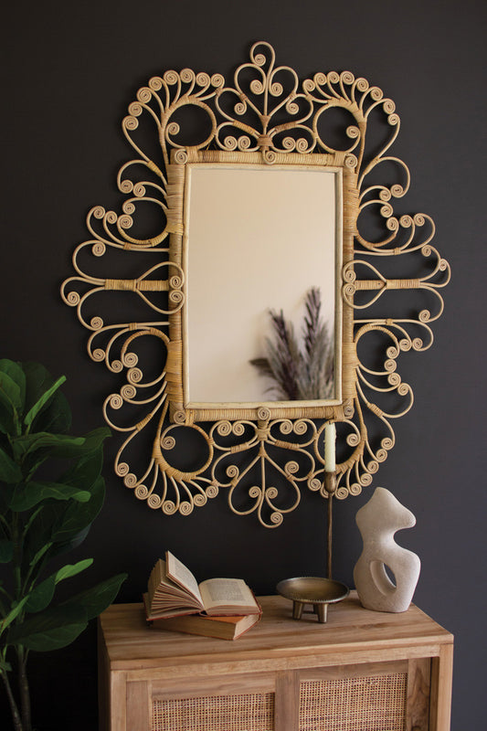 Ornate Rattan Framed Mirror