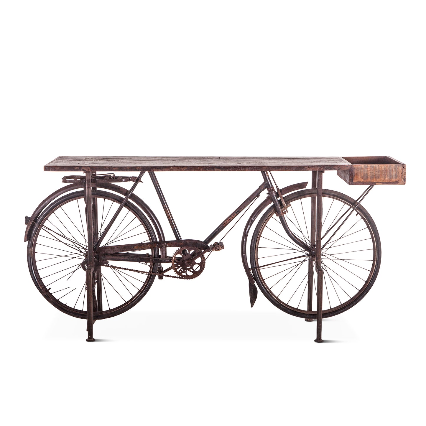 Industrial Teak Bicycle Console