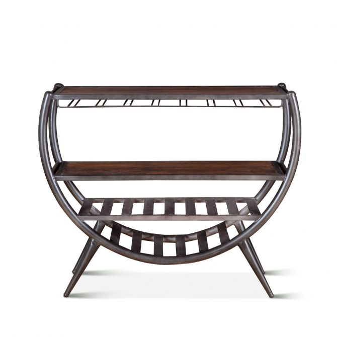 Industrial Teak Reclaimed Wood Half Round Bar FIT-HRBR48 - Yanni Custom