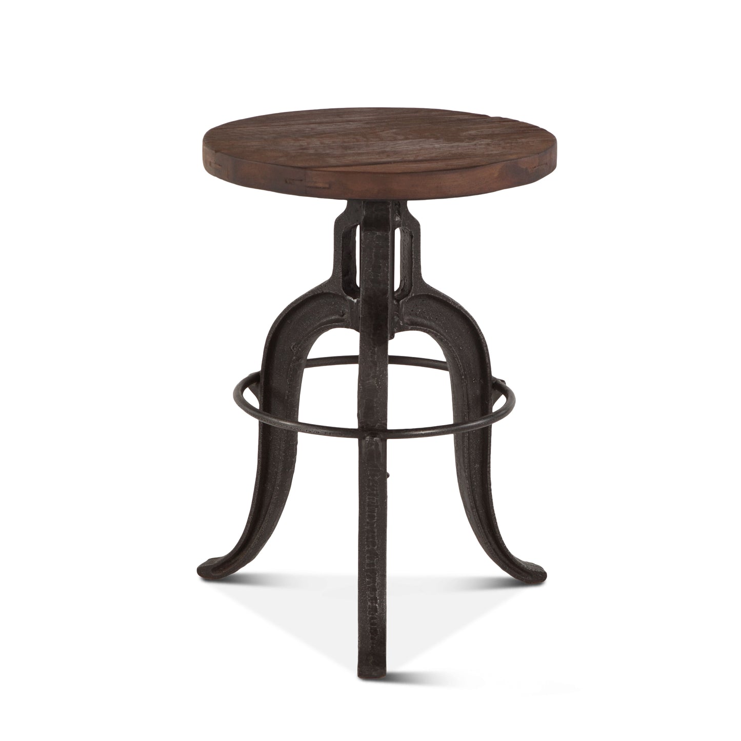 Industrial Teak Adjustable Reclaimed Wood Stool