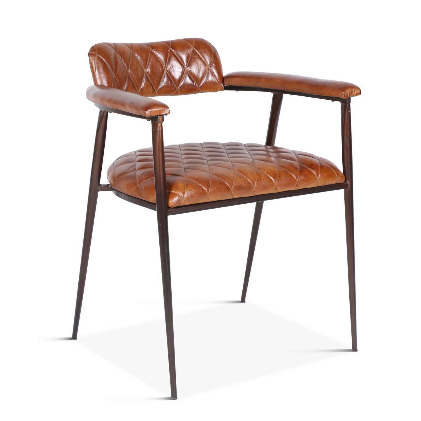 Iron Chair with Hand Rest & Leather Seat FWE-CELAC
