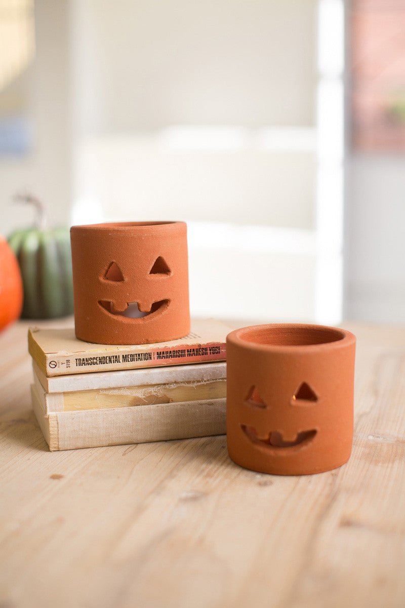Short Terracotta Jack-o-Lantern Set of 6