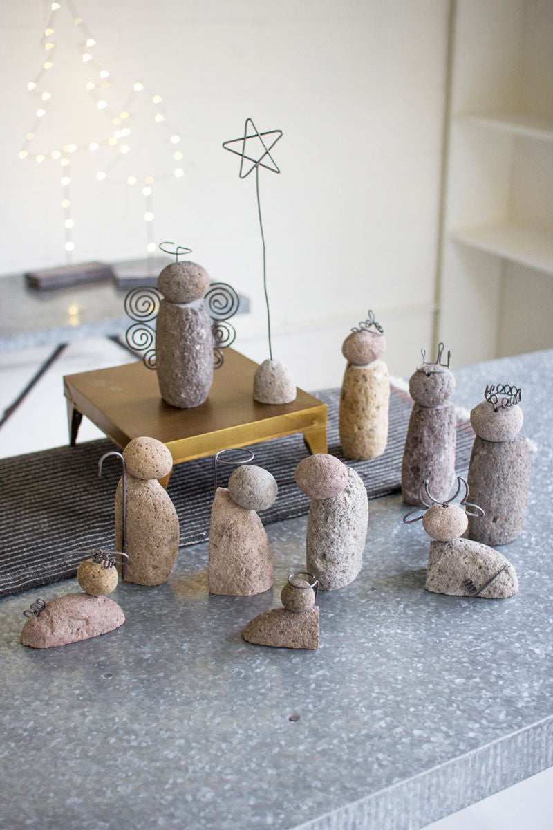 River Rock Nativity Scene, Twelve-Piece Set