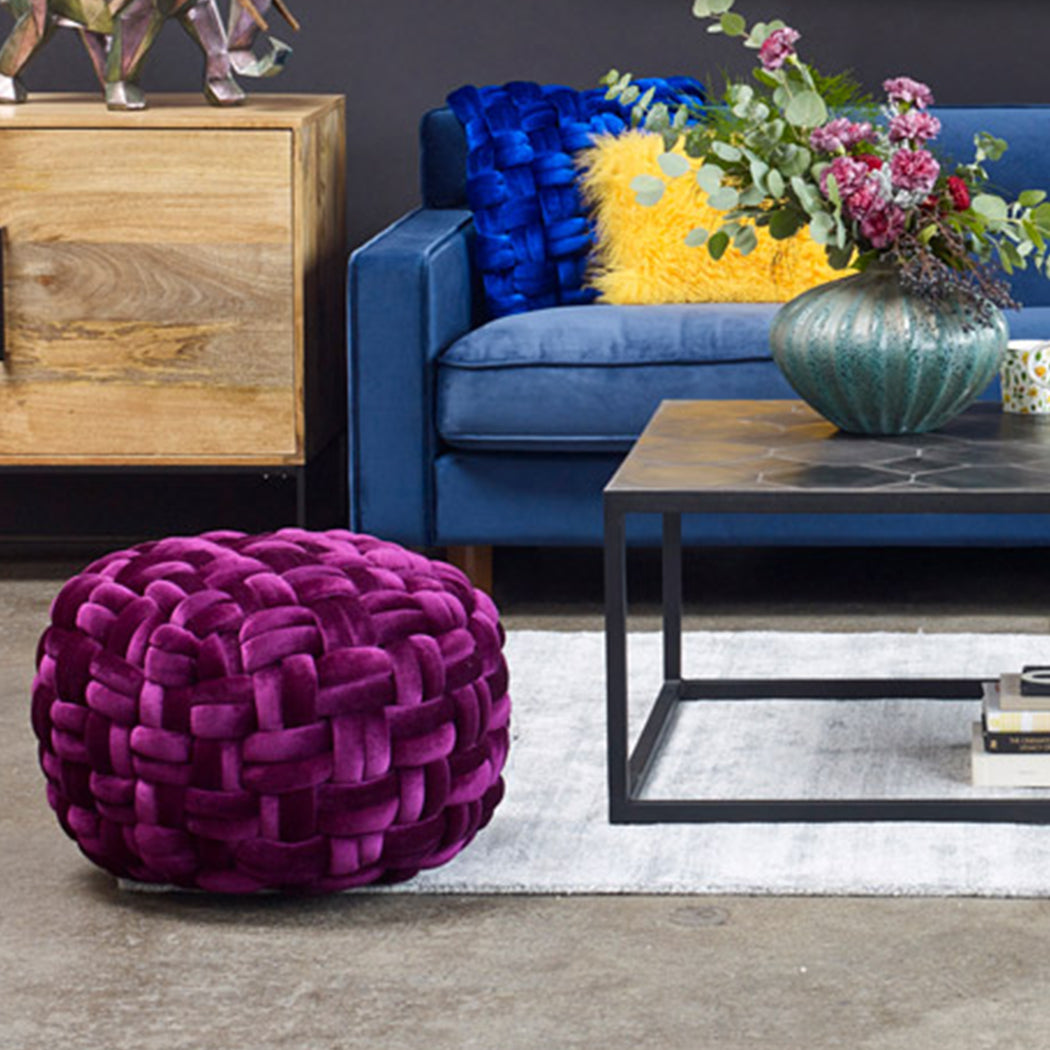 PJ Velvet Pouf Wine SKU: LK-1002-22