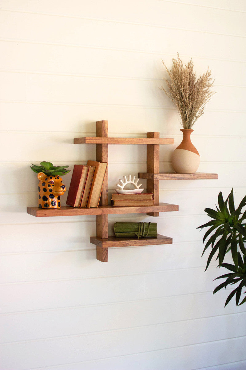 Acacia Wood Quad Level Shelf