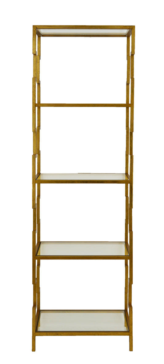 Gold Small Bookcase with 5 Shelves