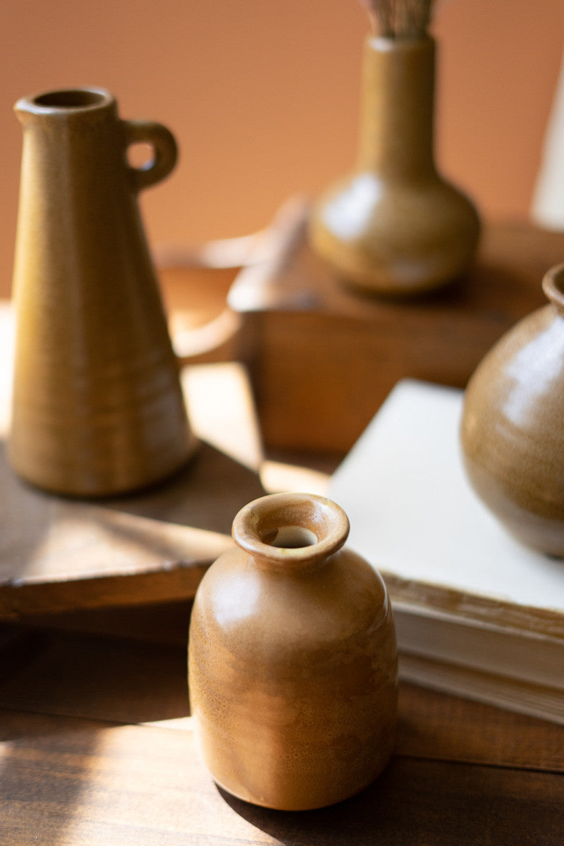 Set of 4 Stoneware Bud Vases