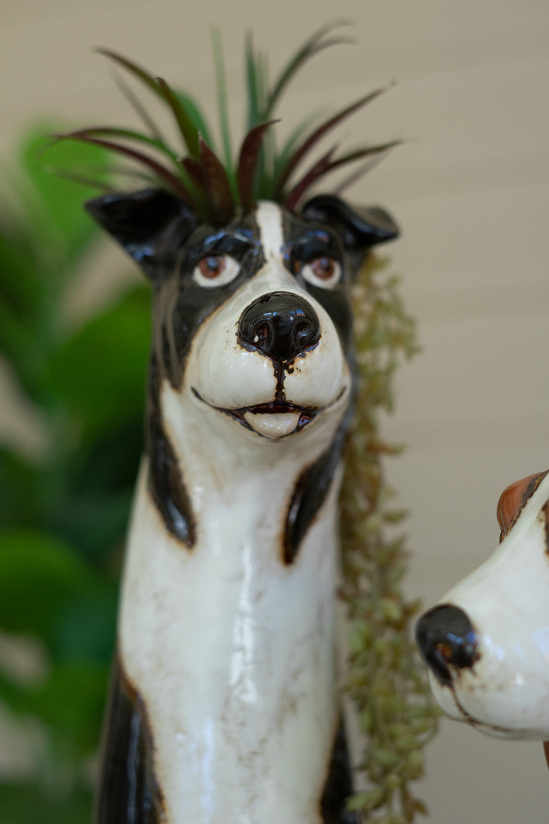 Set of 2 Ceramic Dog Planters