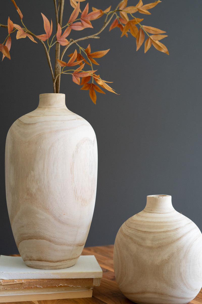Set of 5 Carved Wooden Bulb Vases