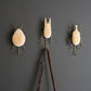 Set of 3 Carved Wood and Wire Beetle Wall Hooks