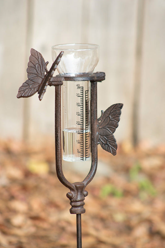 Cast Iron Butterfly Rain Gauge