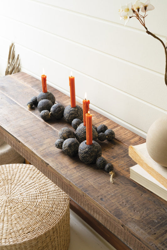 Black Tabletop Clay Beads Taper Holder