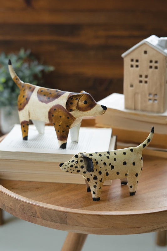 Set of 2 Painted Metal Dogs