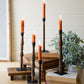 Set of 5 Repurposed Wood and Metal Spindle Taper Candle Holders