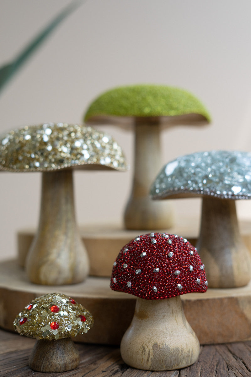 Set of 5 Mushrooms with Mosaic Tops