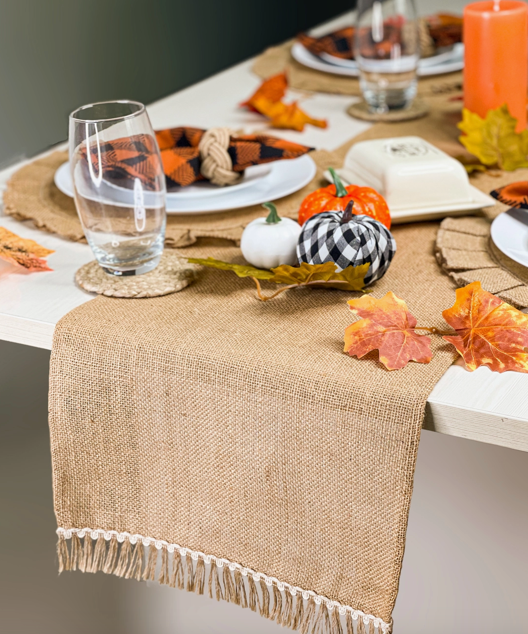 Burlap Lace Table Runner