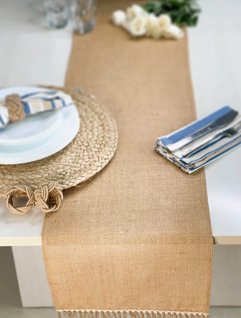 Burlap Lace Table Runner