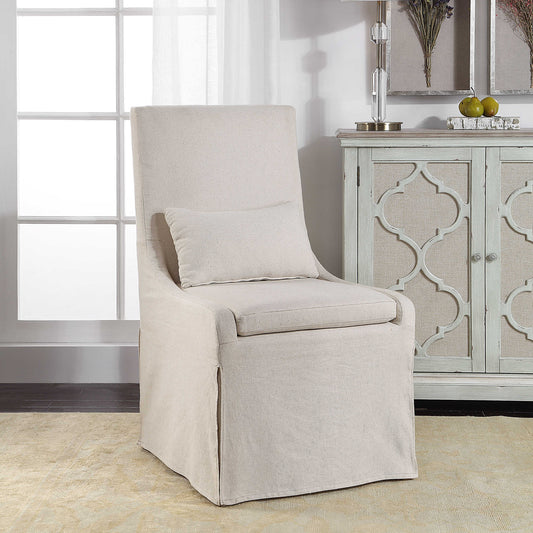 Coley 23" Wide Modern Linen Slip-Covered Wood Frame Armless Chair 23493