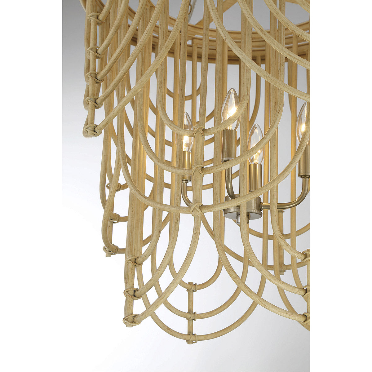 Bremen 4 Light 22" Warm Brass/Natural Rattan Pendant Ceiling Light