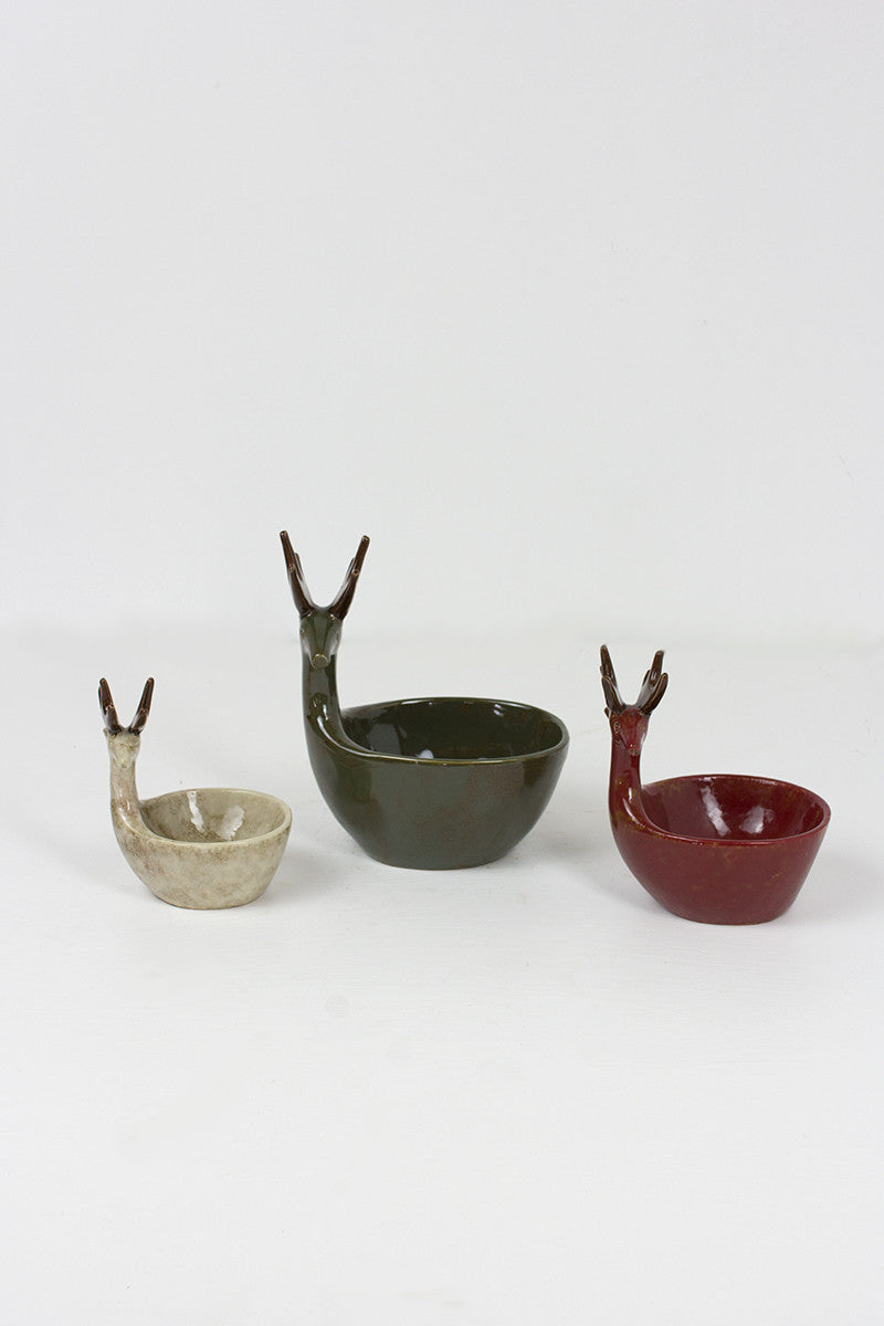 Ceramic Deer Bowls Set Of Three