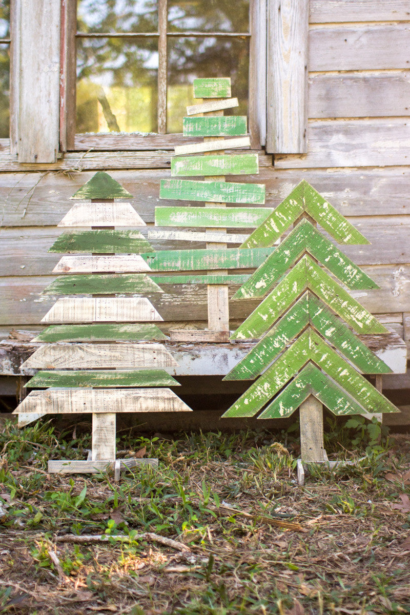 Recycled Wooden Trees, Set of Three