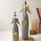 Gold and Grey Christmas Angels Holding a Heart and Star Set of 2