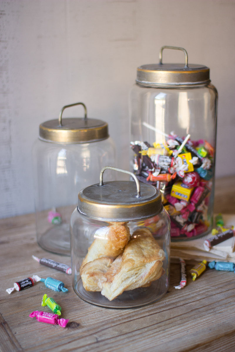 Glass Jars With Metal Lids - Set Of Three