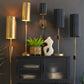 Antique Gold Floor Lamp with Metal Barrel Shades
