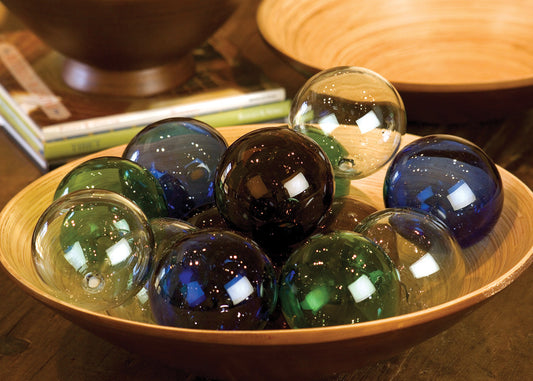 Recycled Glass Ball \ Blue Set of 6