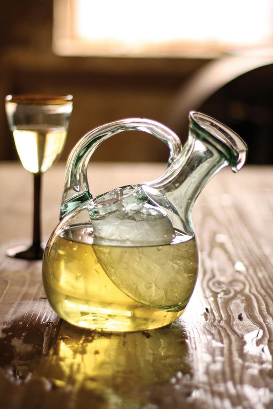 Tilted White Wine Decanter with Ice Pocket
