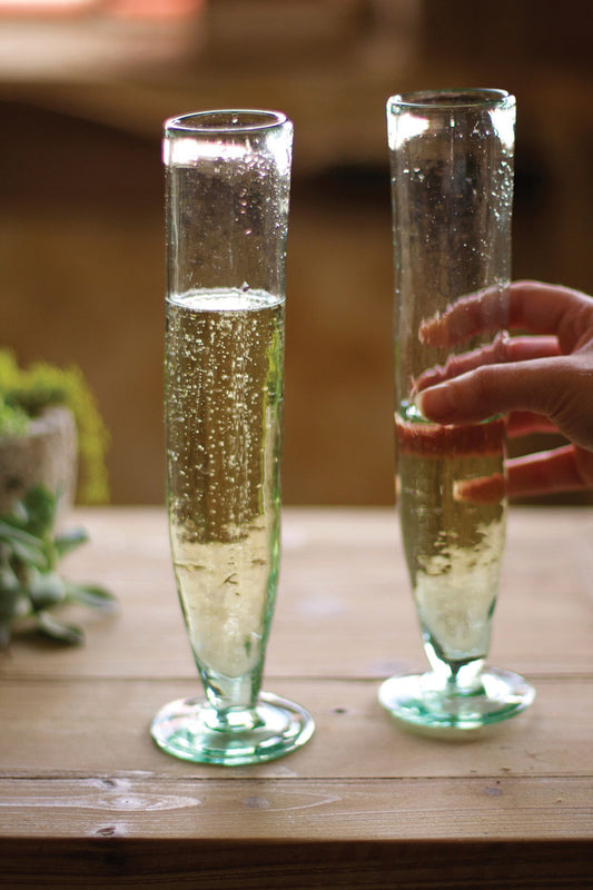 Tall Recycled Champagne Flute Set of 6