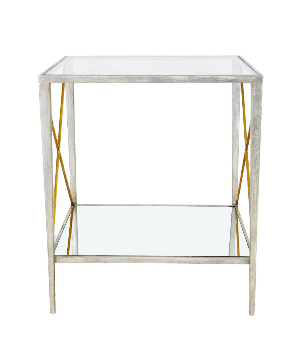 Silver and Gold Square Side Table