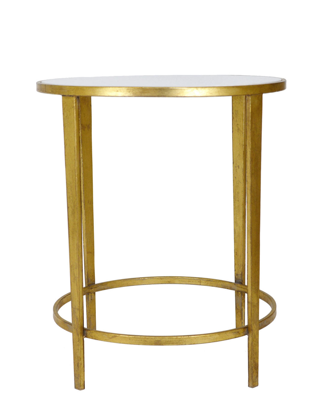 Gold Round Side Table with Stone Top