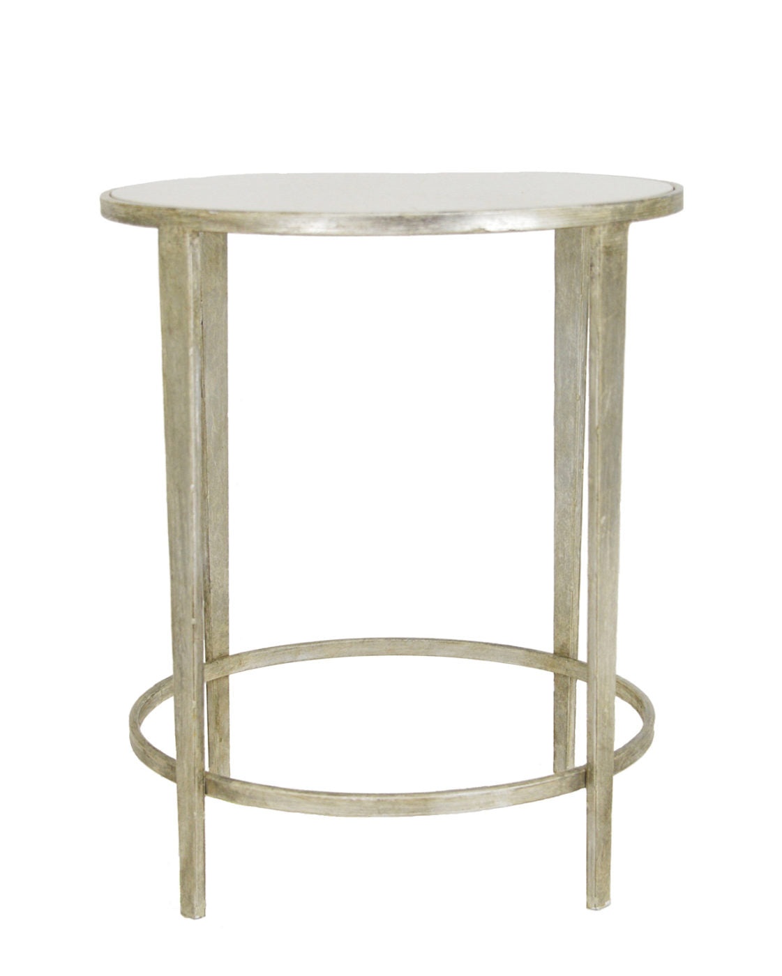 Silver Round Side Table with Stone Top