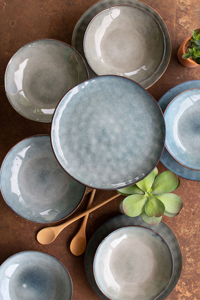 Ceramic Dinner Plates and Bowls - Blue