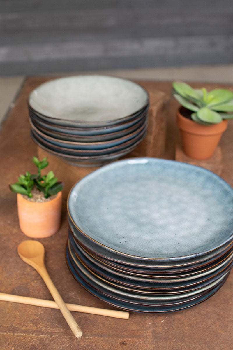 Ceramic Dinner Plates and Bowls - Blue
